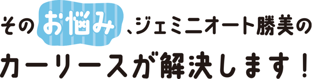 そのお悩み、ジェミニオート勝美　のカーリースが解決します！